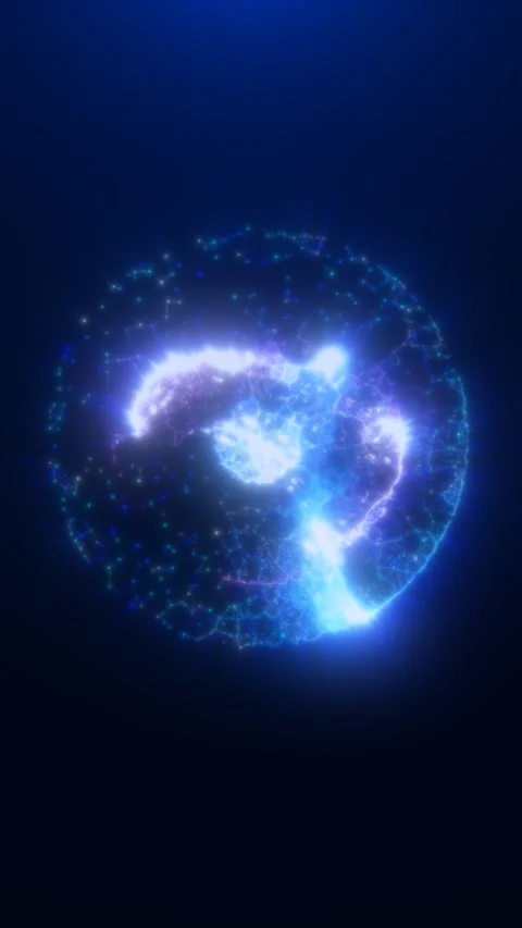 Glowing blue energy sphere made of particles and light, representing artifi.. Stock Footage 323529046