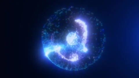 Glowing blue energy sphere made of particles and light Stock Footage 327082020