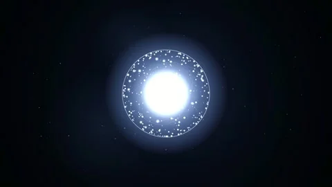 Glowing blue energy sphere with sparkling particles rotating in deep dark space Stock Footage 346212954