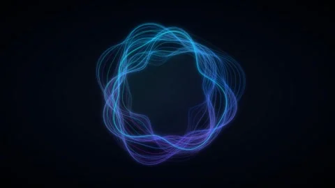 Glowing blue energy wave circles on black background. 4K Stock-Footage 341847284