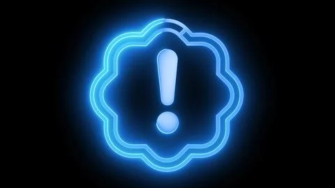 A glowing blue exclamation mark inside a cloud-shaped outline on a black ba.. Stock Illustration