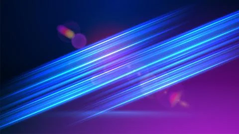 Glowing blue fast motion speed lines. Colorful light trails with motion effect Stockillustratie