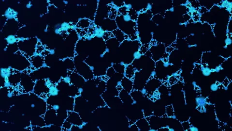Glowing blue fractal patterns on dark background Stock Footage 291168182
