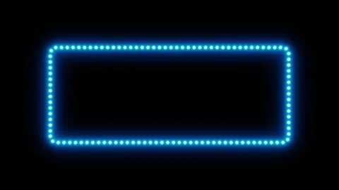 Glowing blue frame for text 3d render. Dotted frame with looping neon glow on Stock Footage 332176878
