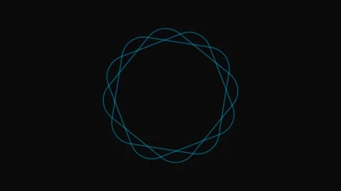 A glowing blue geometric circular pattern isolated on a solid black backgroun Stock Footage 339616519