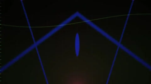 Glowing Blue Geometric Diamond Shape with Oscillating Green Wave on Dark Ba.. Stock Footage 343700035