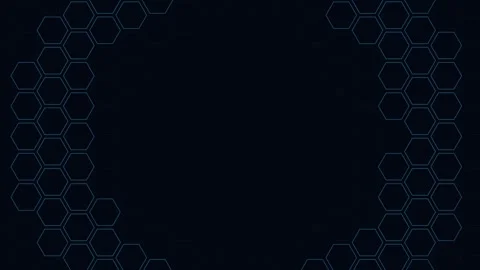 A glowing blue geometric honeycomb pattern isolated on a deep black backgroun Stock Footage 338311396