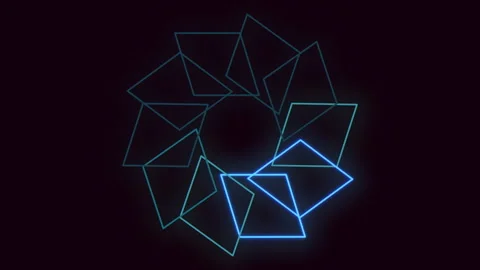 Glowing blue geometric pattern of triangles in circular formation Vídeos de archivo 303541875
