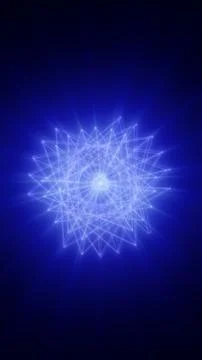 Glowing blue geometric star pattern radiating from the center, forming a lu.. Stock Illustration