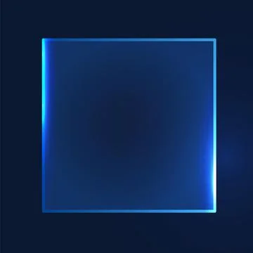 Glowing blue glass frame on dark background Stock Illustration