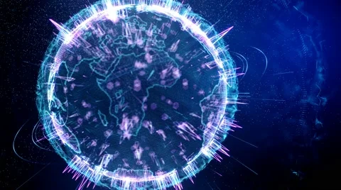 Glowing blue globe appearing on screen Stock Footage 62414247
