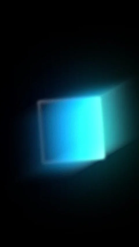 Glowing Blue Gradient Rectangle Floating in Dark Space Видео 341938111