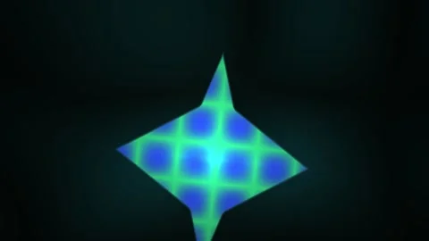 Glowing blue green star shape with grid pattern. Stockbeeldmateriaal 337505998