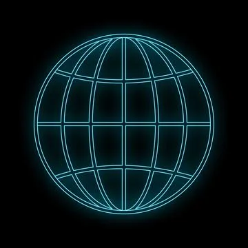 Glowing blue grid globe representing global communication network Stockillustratie