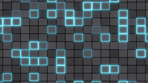 Glowing blue grid pattern on black background futuristic tech design Stock Footage 249480330