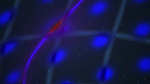 Glowing blue grid pattern with neon lines and dots. Stock Footage 336229578