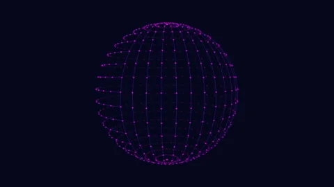 Glowing blue grid sphere suspended in space Stock-Footage 253955650