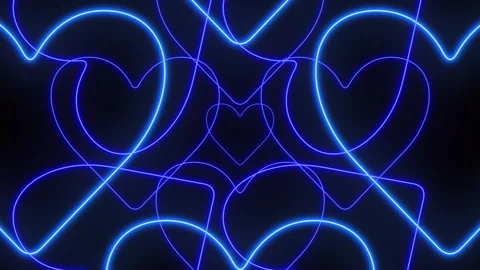 Glowing blue heart pattern illuminated lines form romantic design Stock Footage 292962054