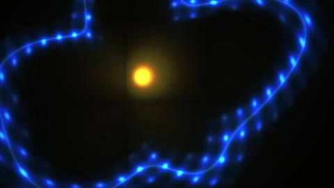 Glowing blue heart shaped string lights with yellow light. 動画素材 337506098