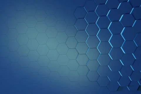 Glowing blue hexagon pattern background. 3D rendering Stock-Illustration