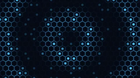 Glowing Blue Hexagon Tech Grid Background Stock Footage 341872248