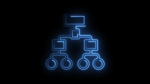Glowing blue hierarchical structure animation on black background for business Stock Footage 322982101