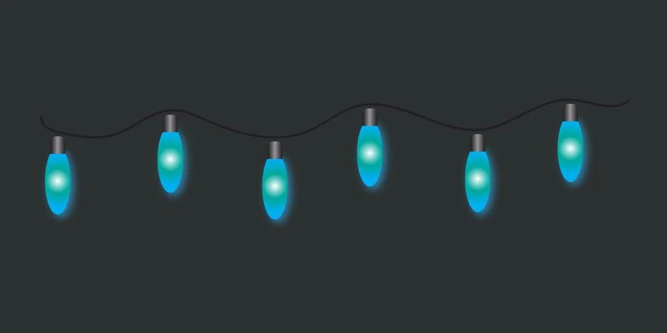 Glowing blue holiday string lights decoration vector. Stock Illustration