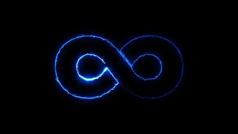 Glowing blue infinity symbol on black background Stock Footage 345475490