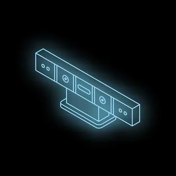 Glowing blue isometric webcam on black background projecting innovation and.. Stock Illustration