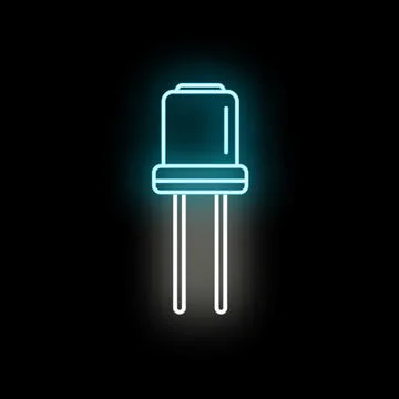 Glowing blue led electronic component neon icon Stock Illustration