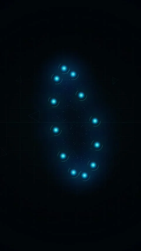 Glowing Blue LED Lights Arranged in a Circular Pattern on Dark Background Stock Footage 346202903