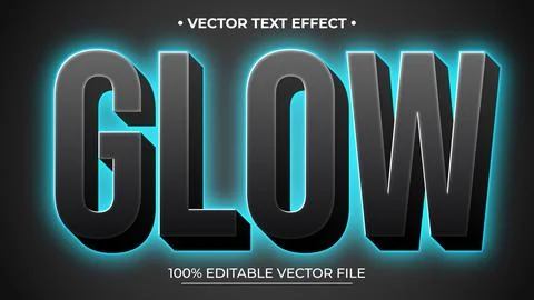 Glowing blue light background text effect Editable text effect Stock Illustration