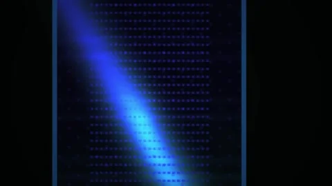Glowing Blue Light Beam on Dark Background with Grid Pattern. Stock Footage 335514964