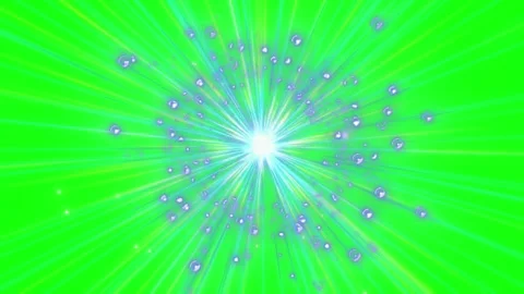 Glowing blue light bursts with water droplets on green background Stock Footage 337449971