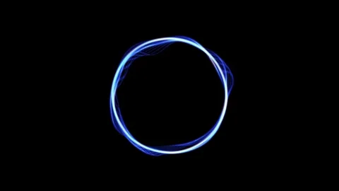 Glowing blue light circle on black background Stock Footage 301627411