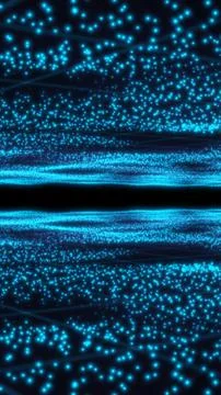 Glowing blue light particles floating in dark abstract digital space Stock Illustration