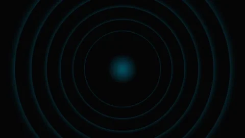 A glowing blue light source surrounded by thin concentric circular ripples Stock-Footage 339616695