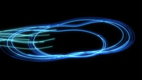 Glowing blue light trails forming abstract circular motion animation clip Stock Footage 339781217