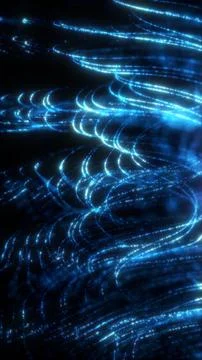 Glowing blue light trails moving in circular patterns across darkness イラスト素材