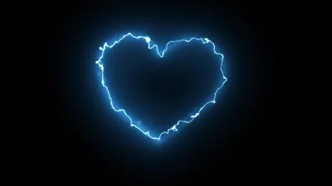 Glowing Blue Lightning Animation Forming Heart Shape Circle and Border Vídeos de archivo 334989348