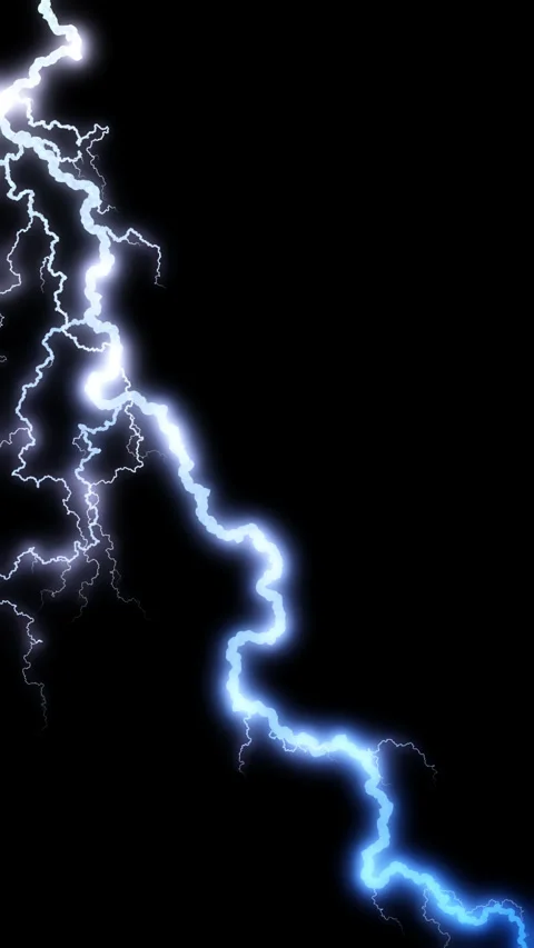 Glowing blue lightning bolt animated background on black Stock Footage 337652862