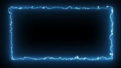 Glowing Blue Lightning Border Animation Creating Rectangular High Voltage Frame Vídeos de archivo 334989347