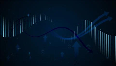 Glowing blue line chart rises steadily, symbolizing financial growth and up.. Stock Illustration