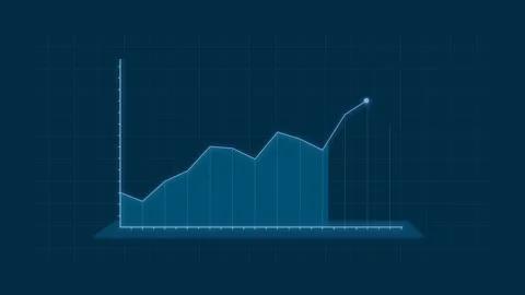 Glowing blue line graph progress animation with smooth data motion rising up. Video stock 318251247