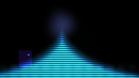 Glowing blue lines forming a triangular pathway leading to a light source. Stock Footage 336229880