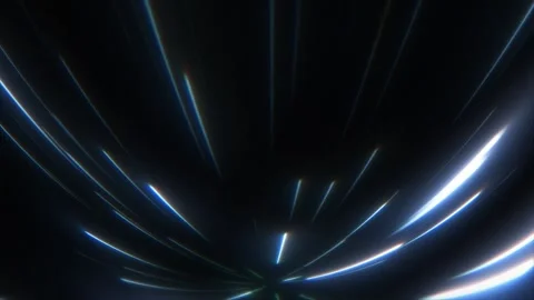Glowing blue lines zooming through deep space. A classic lightspeed jump effe Stock Footage 343834279