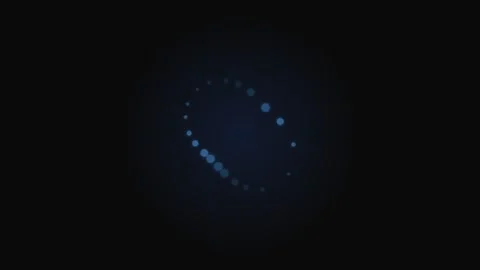 A glowing blue loading animation circle against a dark black background Video stock 339614723