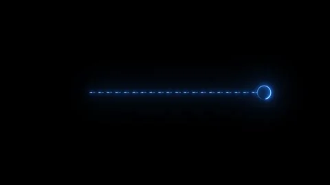 Glowing blue loading bar with progress circle on black Stock Footage 347086343
