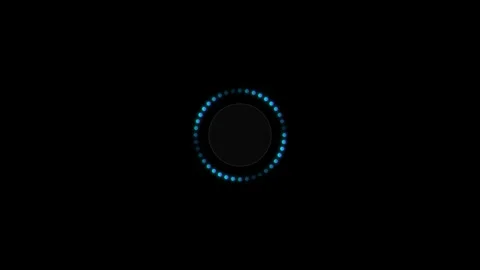 Glowing blue loading circle animation with a ring of bright dots spinning o.. Stock-Footage 346432513