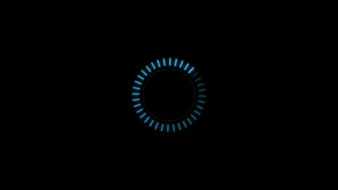 Glowing blue loading circle animation rotating on a solid black background .. Stock Footage 346439929
